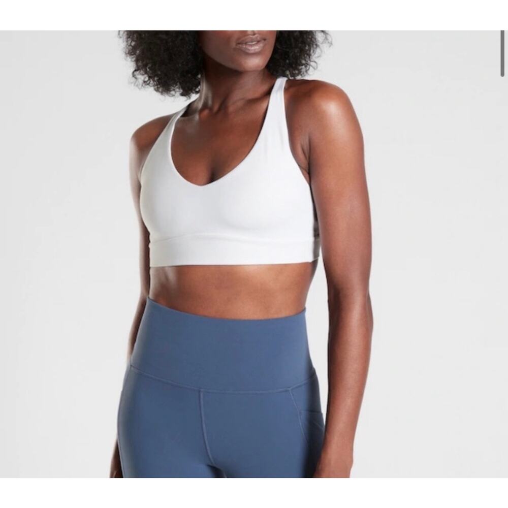 Athleta White Solace Bra D-DD Powervita Strappy Back Size 3X NWT Comfortable